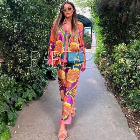 ZARA PRINTED PAJAMA-STYLE PANTS - Picture 4 of 16